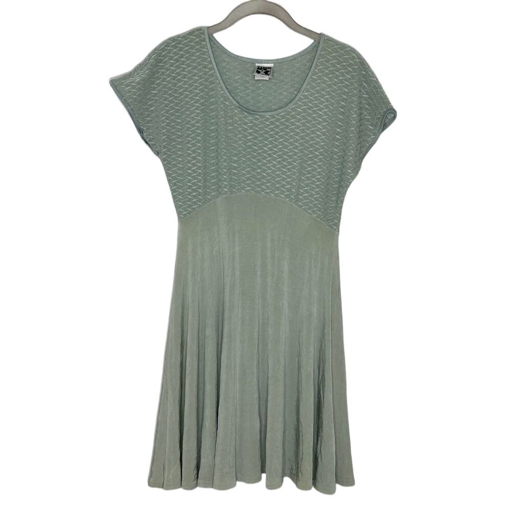 Vintage 90’s Zanoni By Jalate Floral Fit & Flare Sage Green Mini Dress Sz M